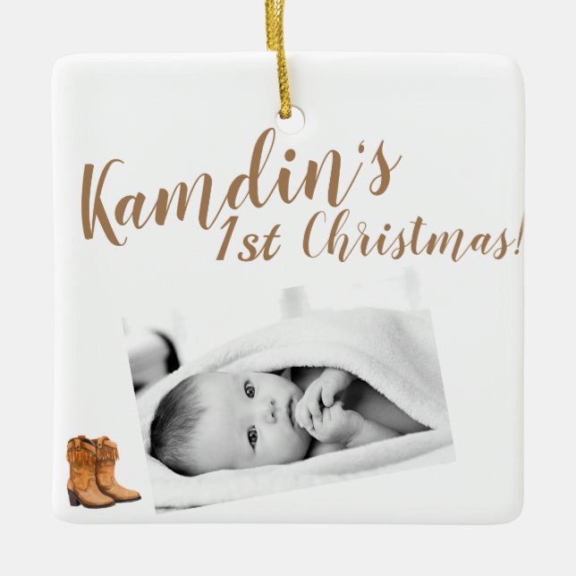 Personalised Baby XMAS Ornament Summer Country Wed (Front)