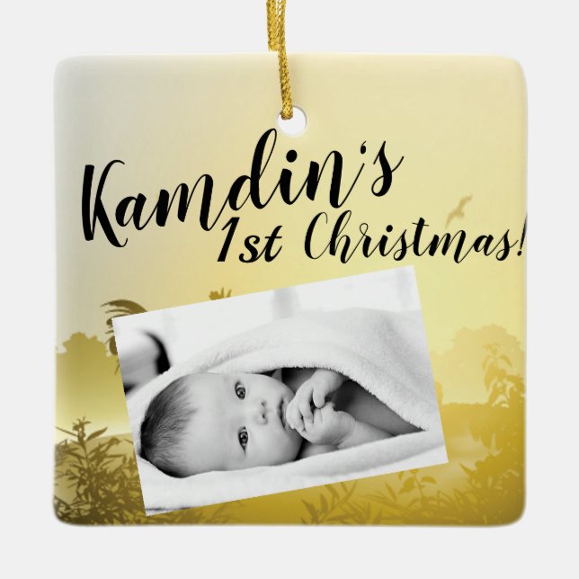 Personalised Baby XMAS Ornament Sunny Morning Farm (Front)