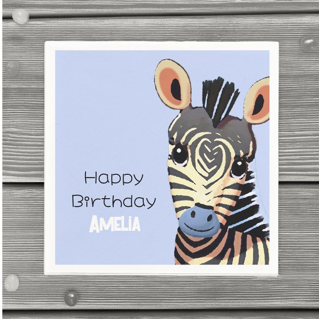 Personalised Baby Zebra Birthday Napkin (Creator Uploaded)