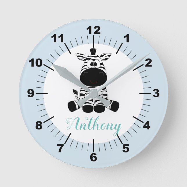 Personalised Baby Zebra Square Wall Clock (Front)