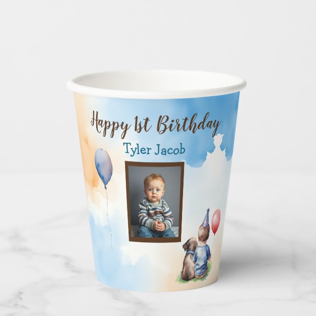 Personalised Baby's 1st Birthday Welcome Paper Cups (Front)