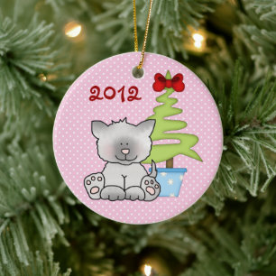 Personalised Baby's 1st Christmas Cat Ornament