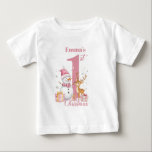Personalised Baby's 1st Christmas Girls Baby T-Shirt<br><div class="desc">Celebrate that precious milestone with this adorable "First Christmas" T-shirt! This custom toddler tee makes an incredible keepsake gift for baby's first holiday,  a cute outfit for Christmas morning,  or a wonderful accessory for holiday photoshoots. A perfect,  unique First Christmas outfit for your little one.</div>