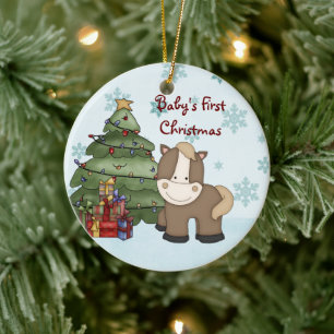 Personalised Baby's 1st Christmas Horse Ornament