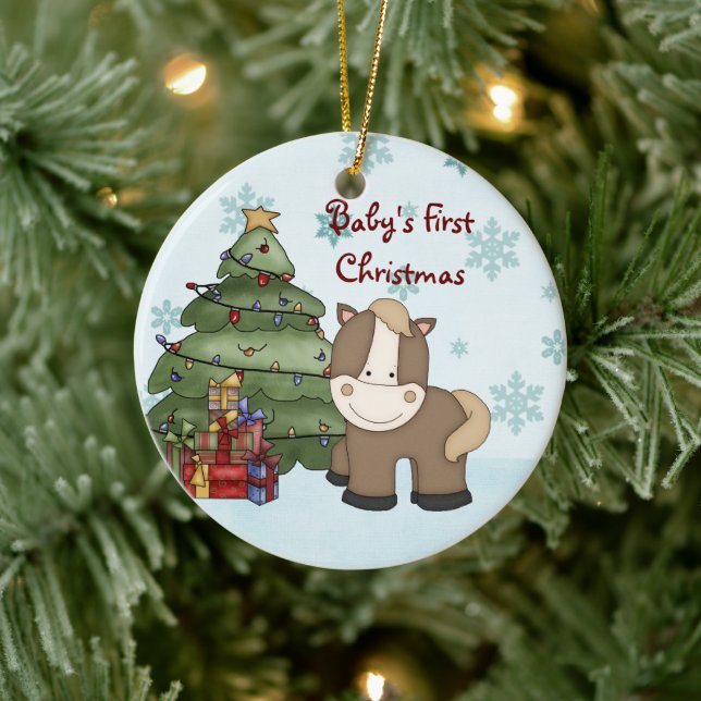 Personalised Baby's 1st Christmas Horse Ornament (Tree)