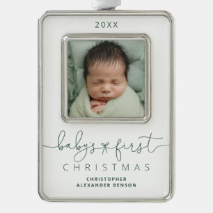 Personalised Baby's 1st Christmas Photo Silver Plated Framed Ornament