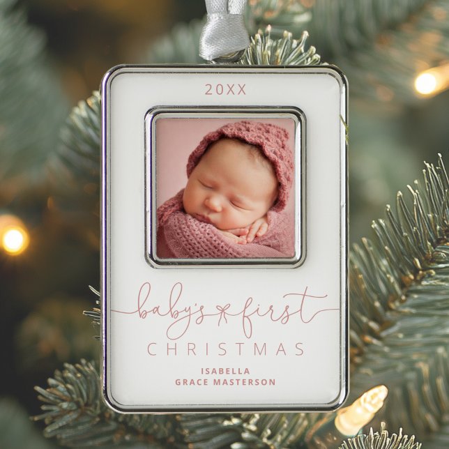 Personalised Baby's 1st Christmas Photo Silver Plated Framed Ornament (Creator Uploaded)