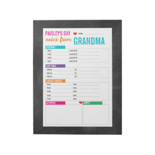 Personalised Baby's Day Sitter Notes