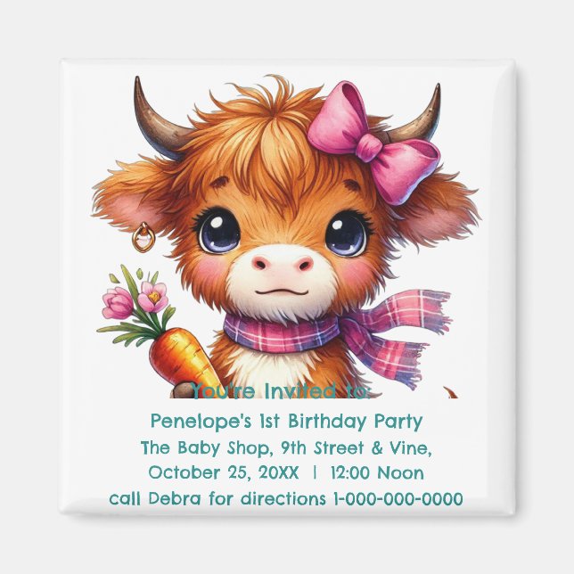 Personalised Baby's First Birthday Party Invite Magnet (Front)