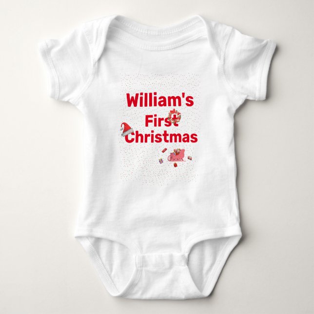 Personalised Baby's First Christmas  Baby Bodysuit (Front)