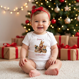 Personalised Baby's First Christmas Bunny Family Baby Bodysuit