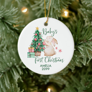 Personalised Baby's First Christmas Bunny Ornament