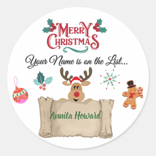 Personalised Baby's First Christmas  Classic Round Sticker (Front)