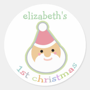Personalised Baby's First Christmas Classic Round Sticker