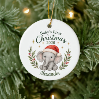 Personalised Baby's First Christmas "Elephant" Ceramic Tree Decoration