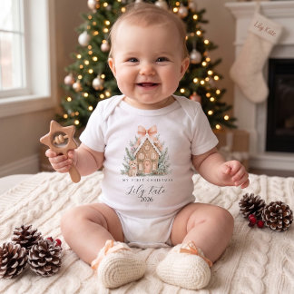 Personalised Baby's First Christmas,girl Baby Bodysuit