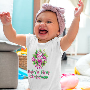 Personalised Baby's First Christmas Holiday  Baby Bodysuit