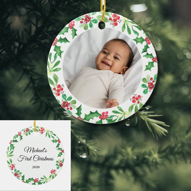 Personalised Baby's First Christmas Holiday  Ceramic Tree Decoration (Creator Uploaded)