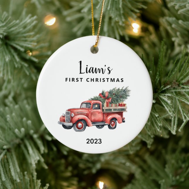 Personalised Baby's First Christmas Keepsake  Ceramic Tree Decoration (Tree)