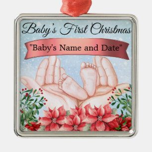 Personalised "Baby's First Christmas" Metal Tree Decoration