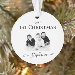 Personalised Babys First Christmas Name Photo Year Ornament