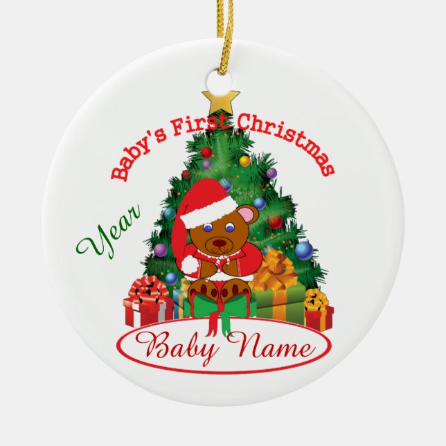 Personalised Baby's First Christmas Ornament (Front)