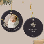 Personalised Baby's First Christmas Ornament<br><div class="desc">Celebrate your little one's debut holiday with this Personalised Baby's First Christmas Ornament. Designed for your unique touch, this ornament features a charming snowflake-framed space for a treasured photo of your child. "My First Christmas" is elegantly displayed in sans-serif font below the photo, exuding warmth and joy. The reverse side...</div>