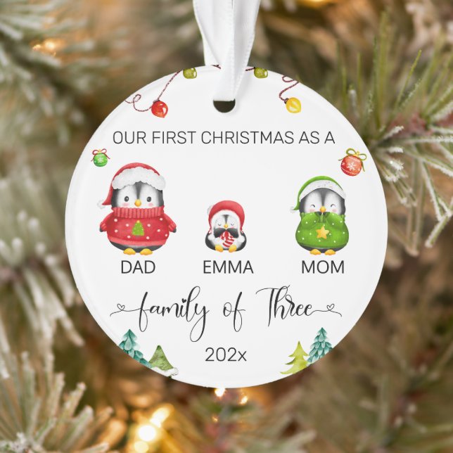 Personalised Baby's First Christmas Penguin Ornament (Tree)