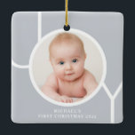 Personalised Baby's First Christmas Photo Ceramic Ornament<br><div class="desc">This stylish Baby's First Christmas Photo Ornament is decorated with the word JOY in white on a grey background.
Easily customisable with your photo and name.
Suitable for a baby boy or girl.</div>