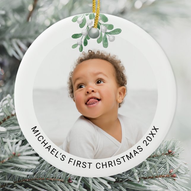 Personalised Baby's First Christmas Photo  Ceramic Tree Decoration (Creator Uploaded)
