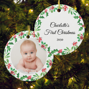 Personalised Baby's First Christmas Photo Ceramic Tree Decoration