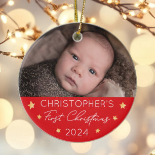 Personalised Baby's First Christmas Photo Ceramic Tree Decoration