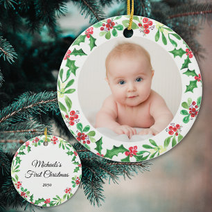 Personalised Baby's First Christmas Photo Ceramic Tree Decoration
