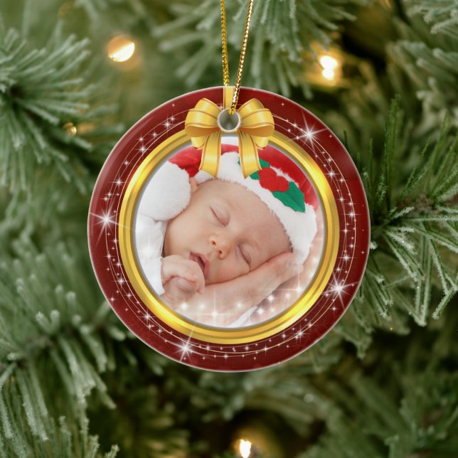 Personalised Baby's First Christmas Photo Keepsake Ceramic Tree Decoration (Tree)