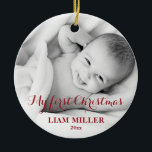 Personalised Babys First Christmas Photo Ornament<br><div class="desc">Personalised Babys First Christmas Photo Ornament</div>