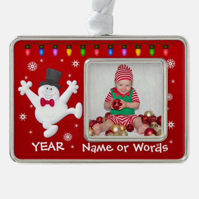 Personalised Baby's First Christmas Photo Ornament (Front)
