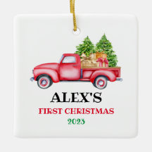 Personalised Baby's First Christmas Red Truck Xmas