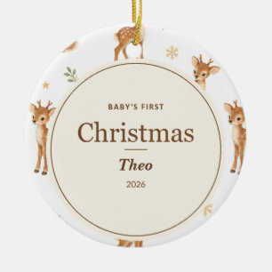 Personalised Baby's First Christmas Reindeer Ceramic Tree Decoration