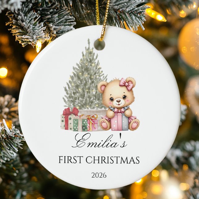 Personalised Baby's First Christmas Teddy Bear Ceramic Tree Decoration (Creator Uploaded)