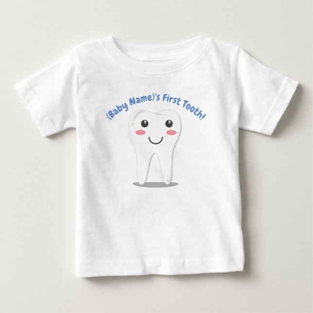 Personalised baby's First Tooth Baby T-Shirt (Front)