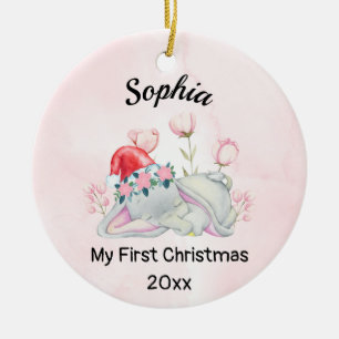 Personalised Baby's Girl My First Christmas 2021 Ceramic Tree Decoration