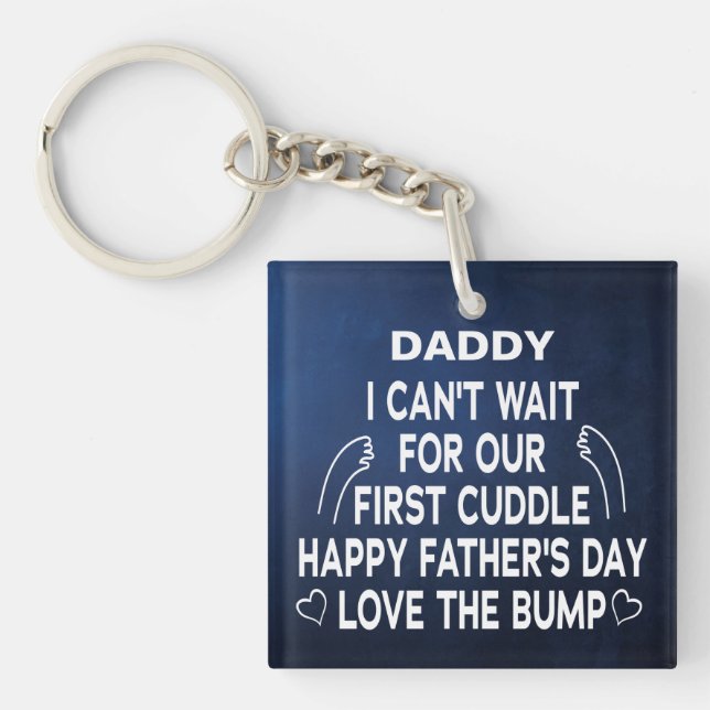 Personalised Baby's Sonogram Expectant Daddy Key Ring (Front)