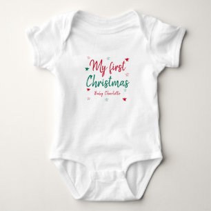 Personalised Babysuit Name 1st Christmas Day Baby Bodysuit