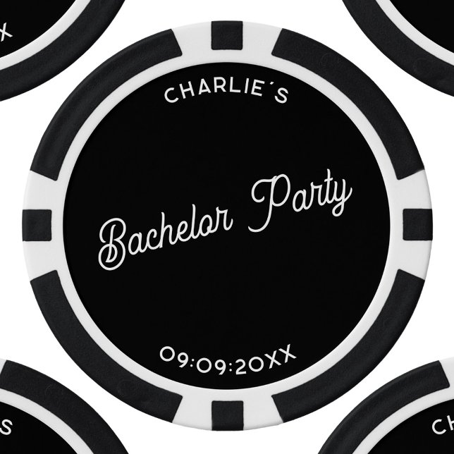 Personalised Bachelor Party Poker Chips (Personalized custom text monochrome black and white bachelor stag party poker chip)