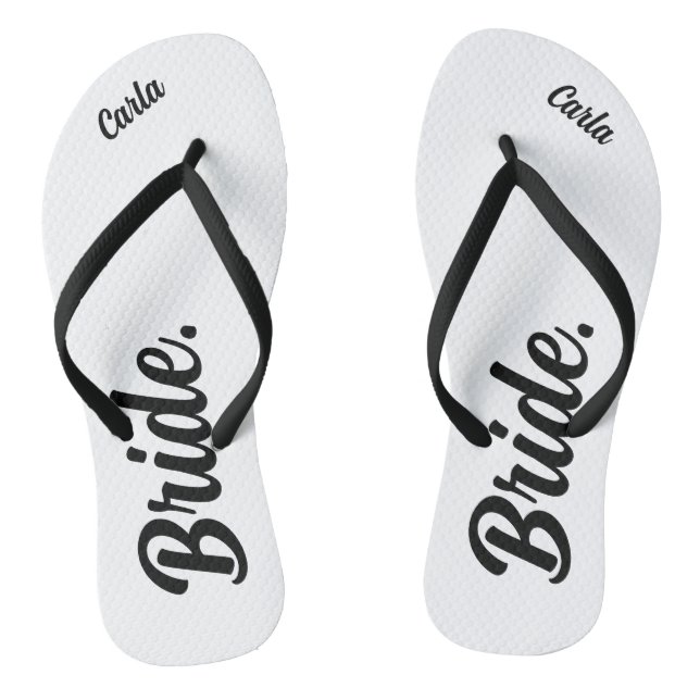 Personalised Bachelorette Bride black and white Flip Flops (Footbed)