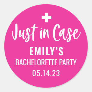 Personalised Bachelorette Just in Case  Classic Round Sticker