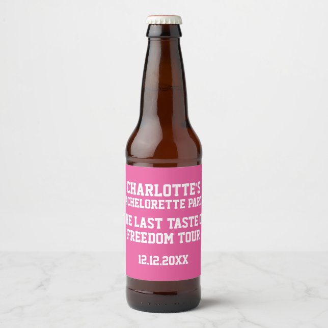 Personalised Bachelorette Last Taste of Freedom Beer Bottle Label (Front)