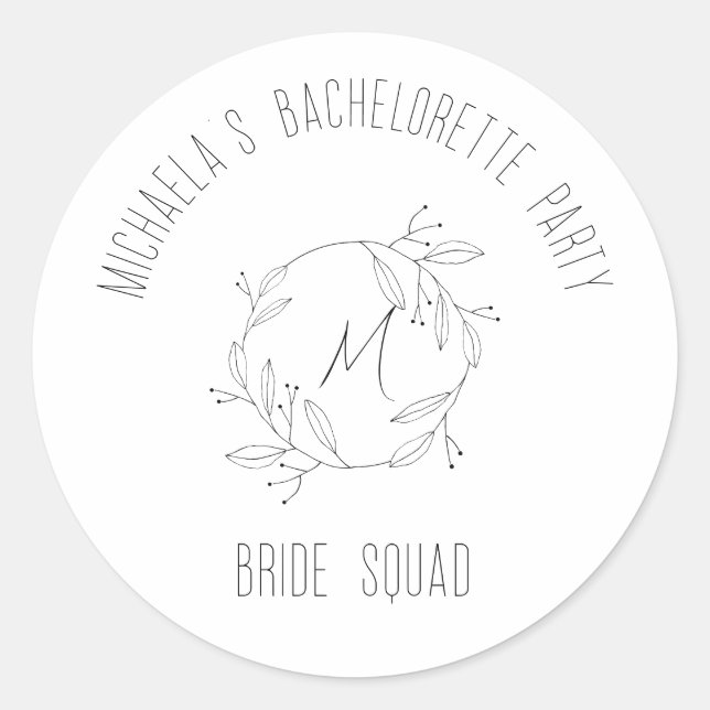 Personalised  Bachelorette Party  Bride Squad Classic Round Sticker (Front)
