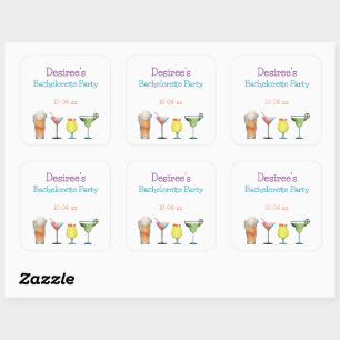 Personalised Bachelorette Party Fruity Drinks Square Sticker