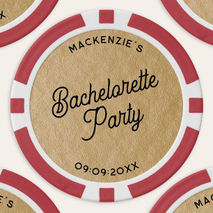 Personalised Bachelorette Party Gold Poker Chips